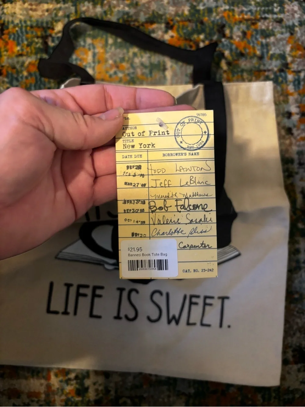 NWT Out of Print Natural Canvas Tote with Black Accents